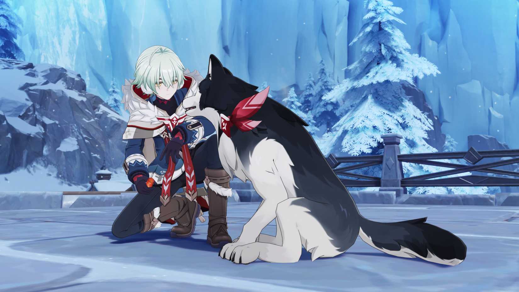Alyosha and Tugarin, the new four-star character in Genshin Impact 7.0 during the preview build of Snezhnaya