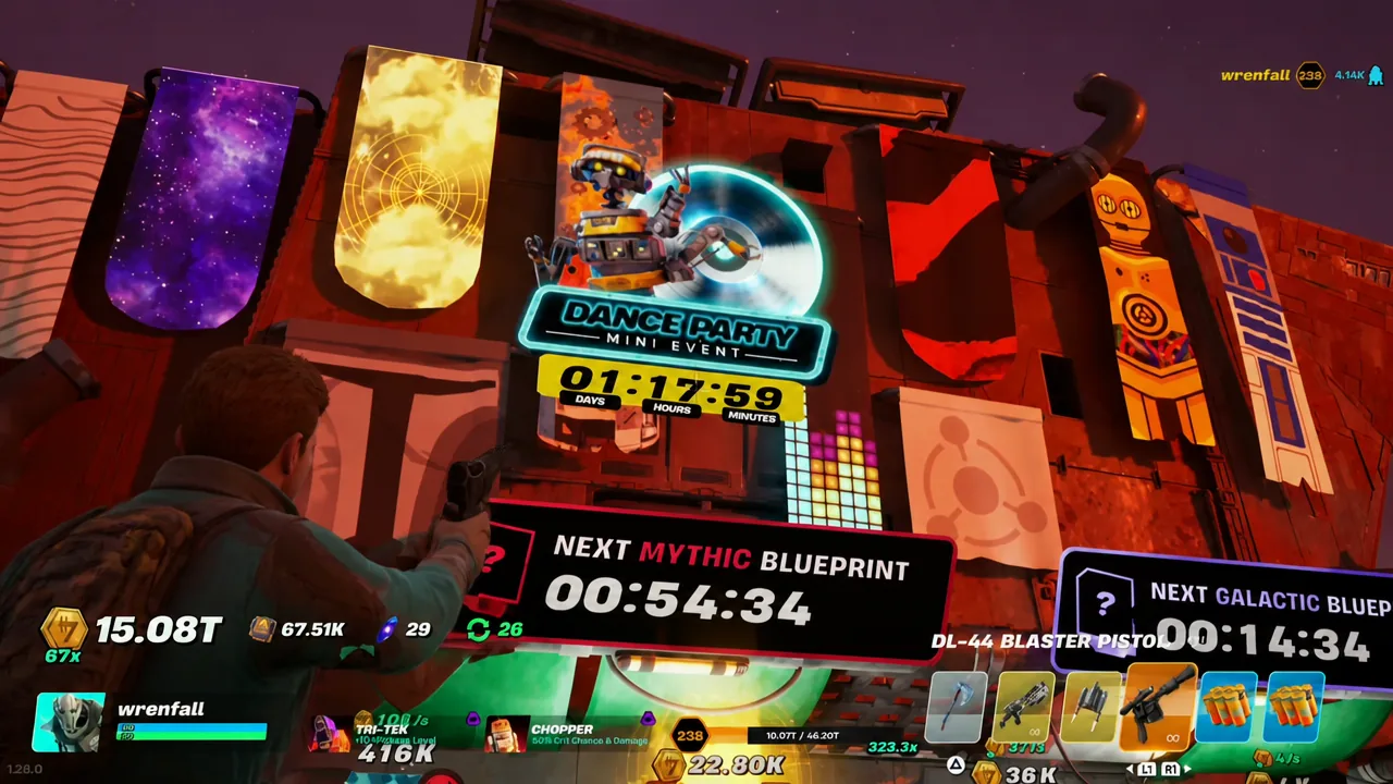 The Dance Party mini event panel on the in-game event board with its countdown timer