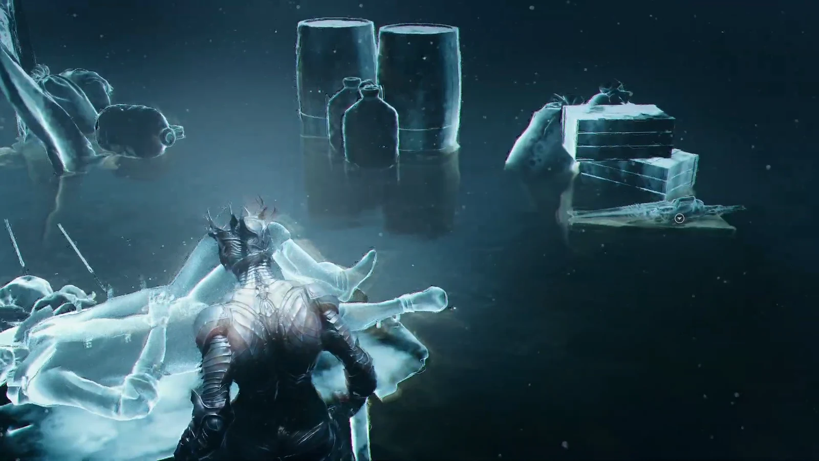 Player moving through the paused memory scene as Proxima resolves to press on alone