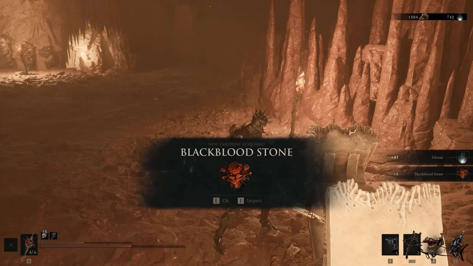New Tarstone Acquired Blackblood Stone notification with prompts to accept or inspect