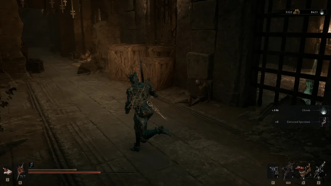 The movable stone pillar sitting in its chamber inside the Ravaged Tomb dungeon.