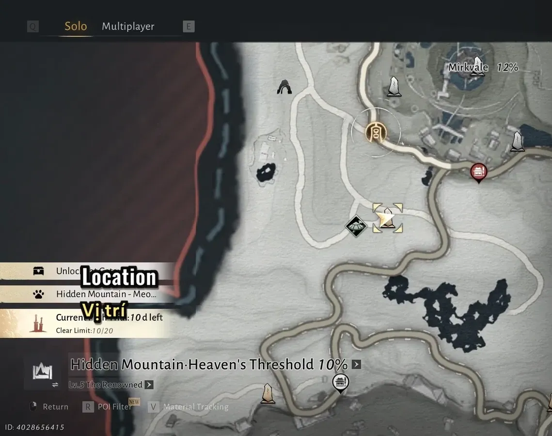 Map with the Soughing Knoll landmark selected and the teleport prompt ready
