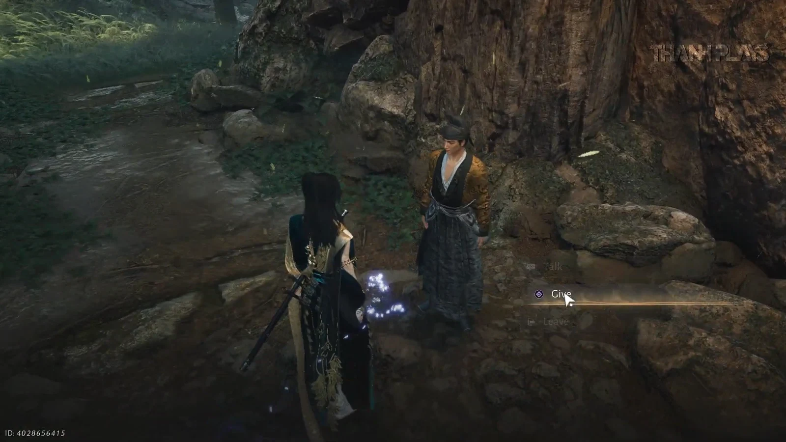 Dialogue menu with the Give option highlighted while talking to Wu Zhi