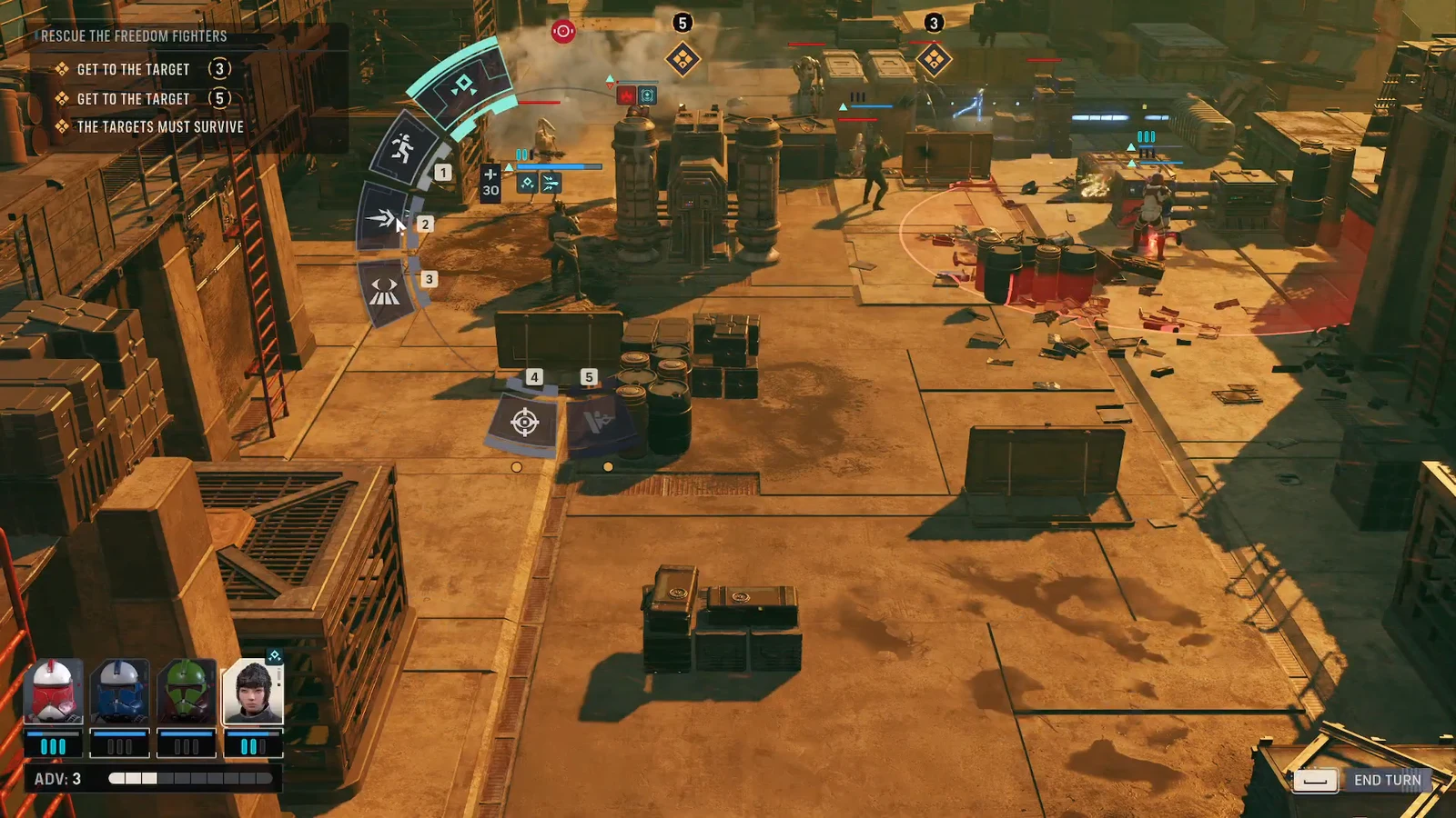 Ability wheel open on the selected operator during the Rescue the Freedom Fighters mission
