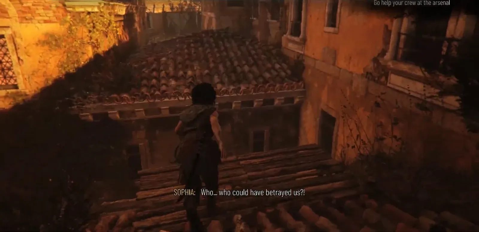 Chapter 2 Checkpoint 3 rooftop traversal with the objective to go help your crew at the arsenal
