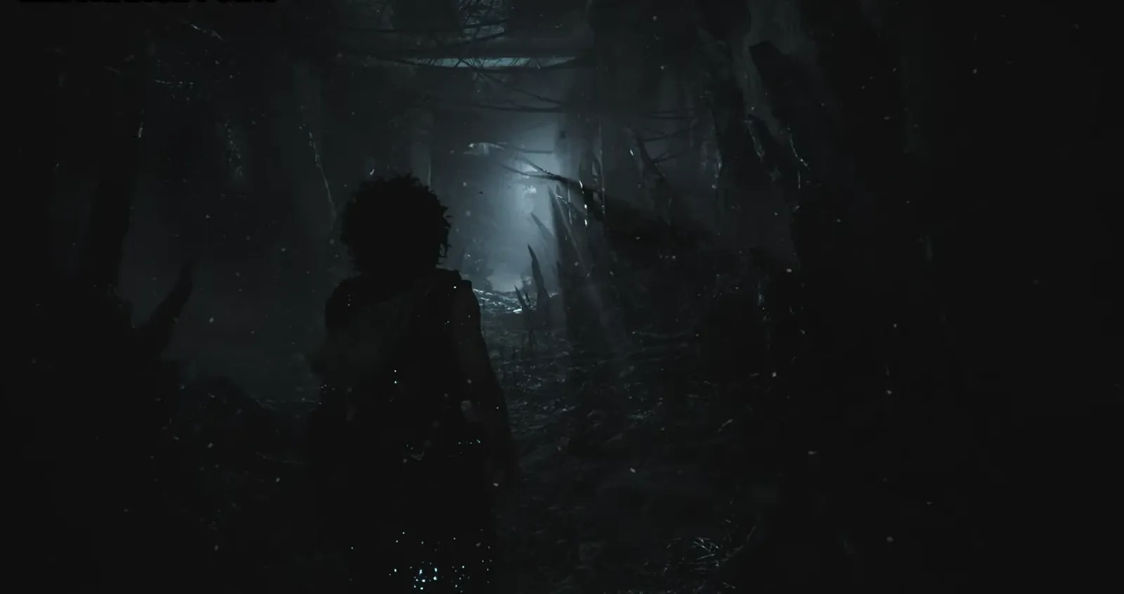 Sophia running through a dark overgrown forest toward a lit passage as the chapter opens