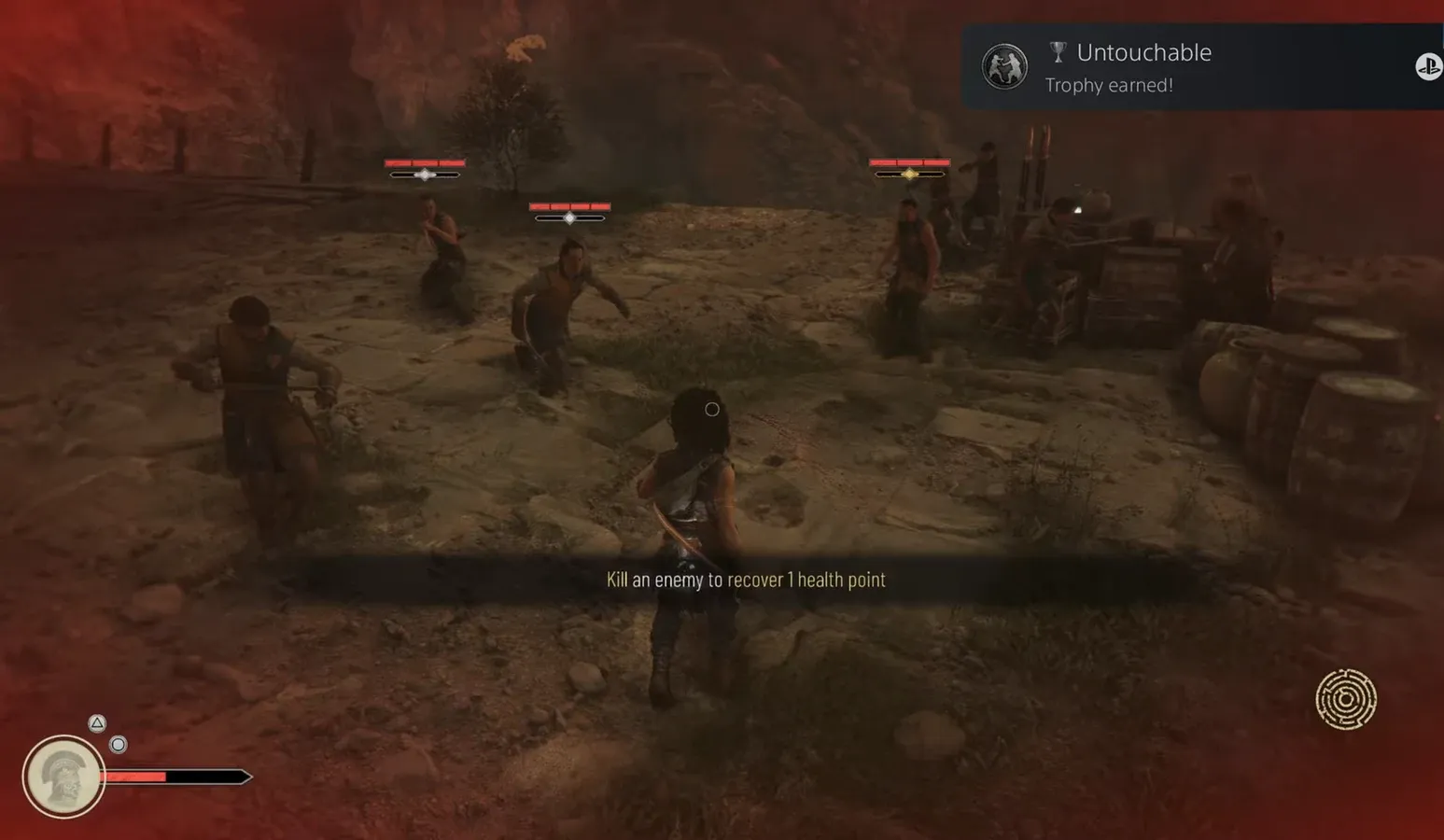 Untouchable trophy notification appearing on screen during combat