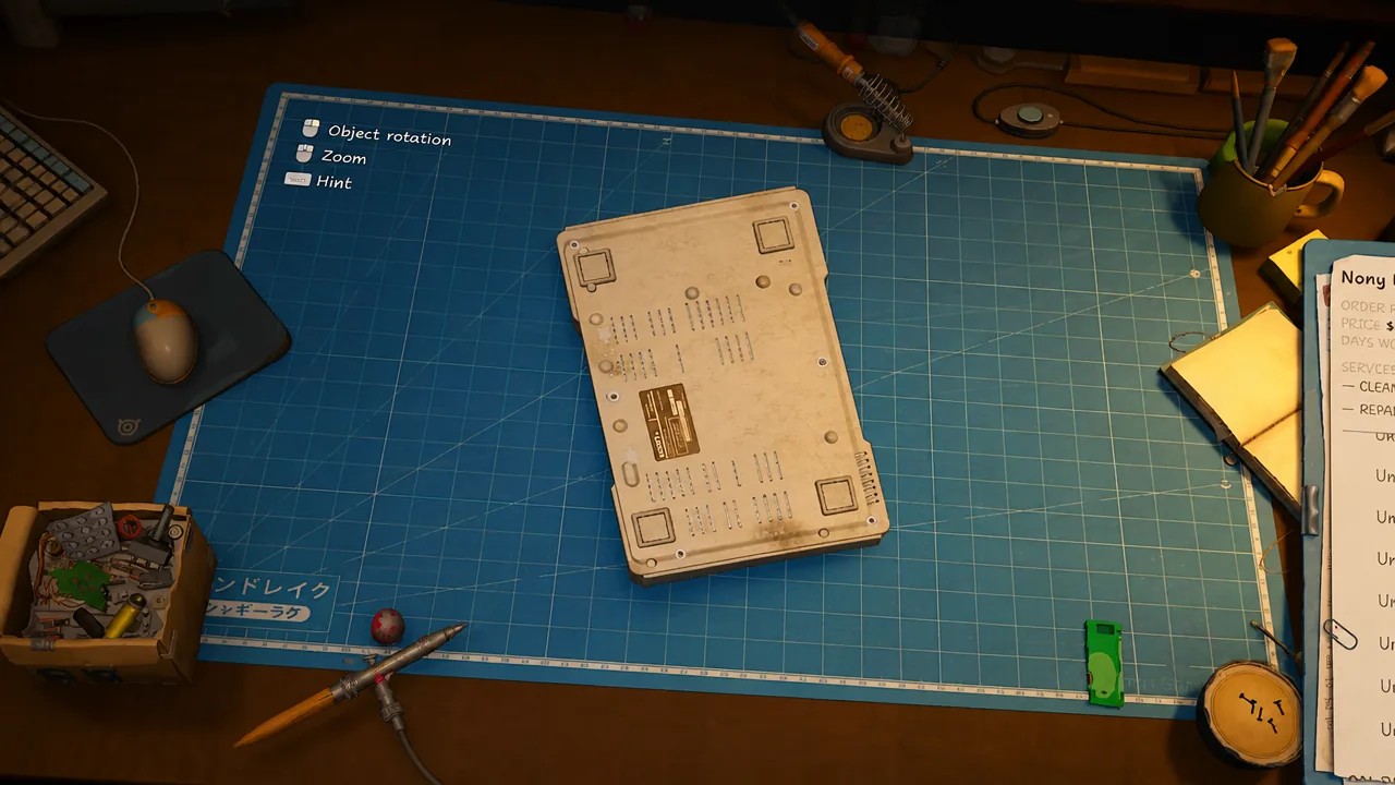 Inspecting the underside of a device with the rotation control