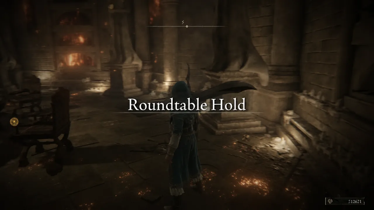 The Roundtable Hold location banner appearing on screen as the player arrives