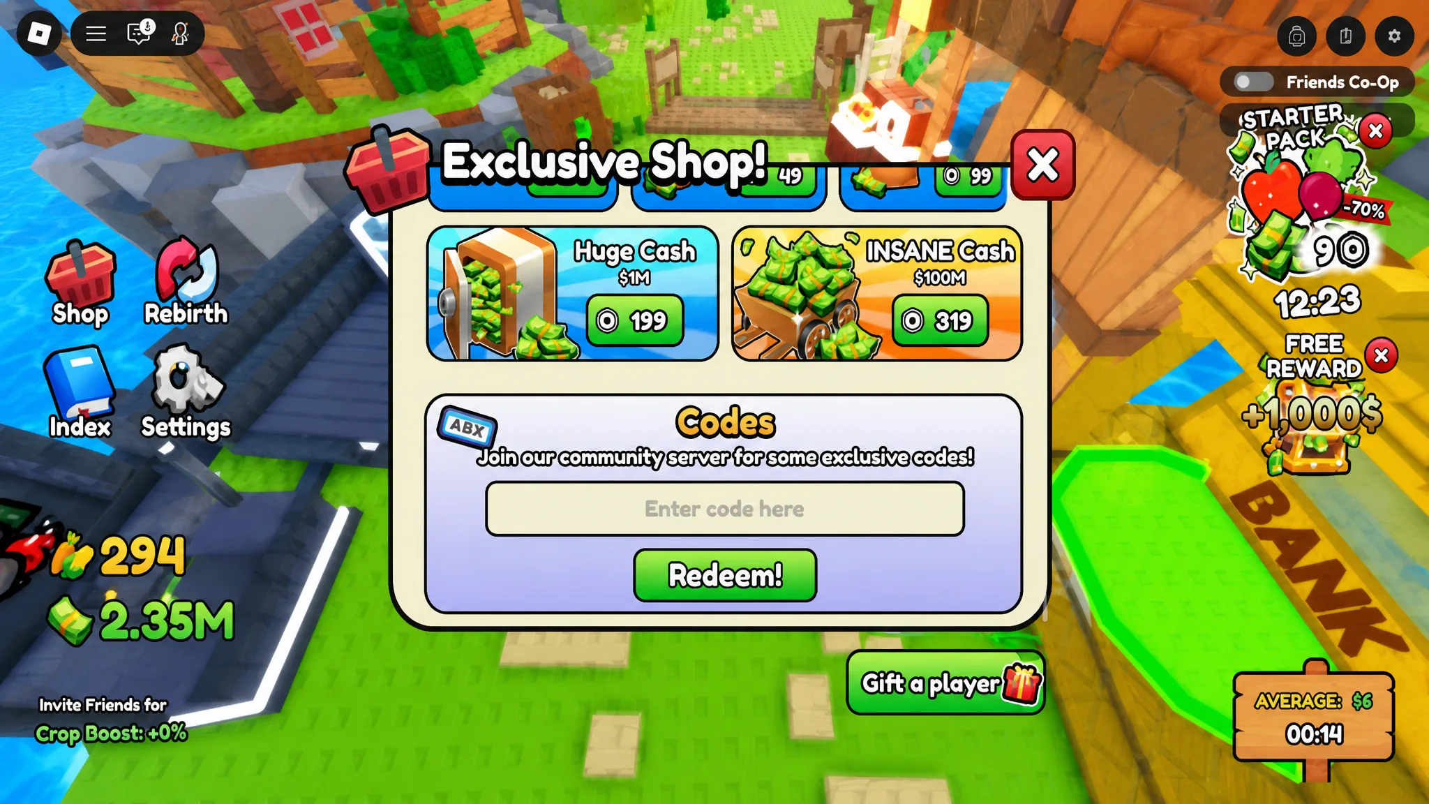 How to redeem codes in Farm an Island