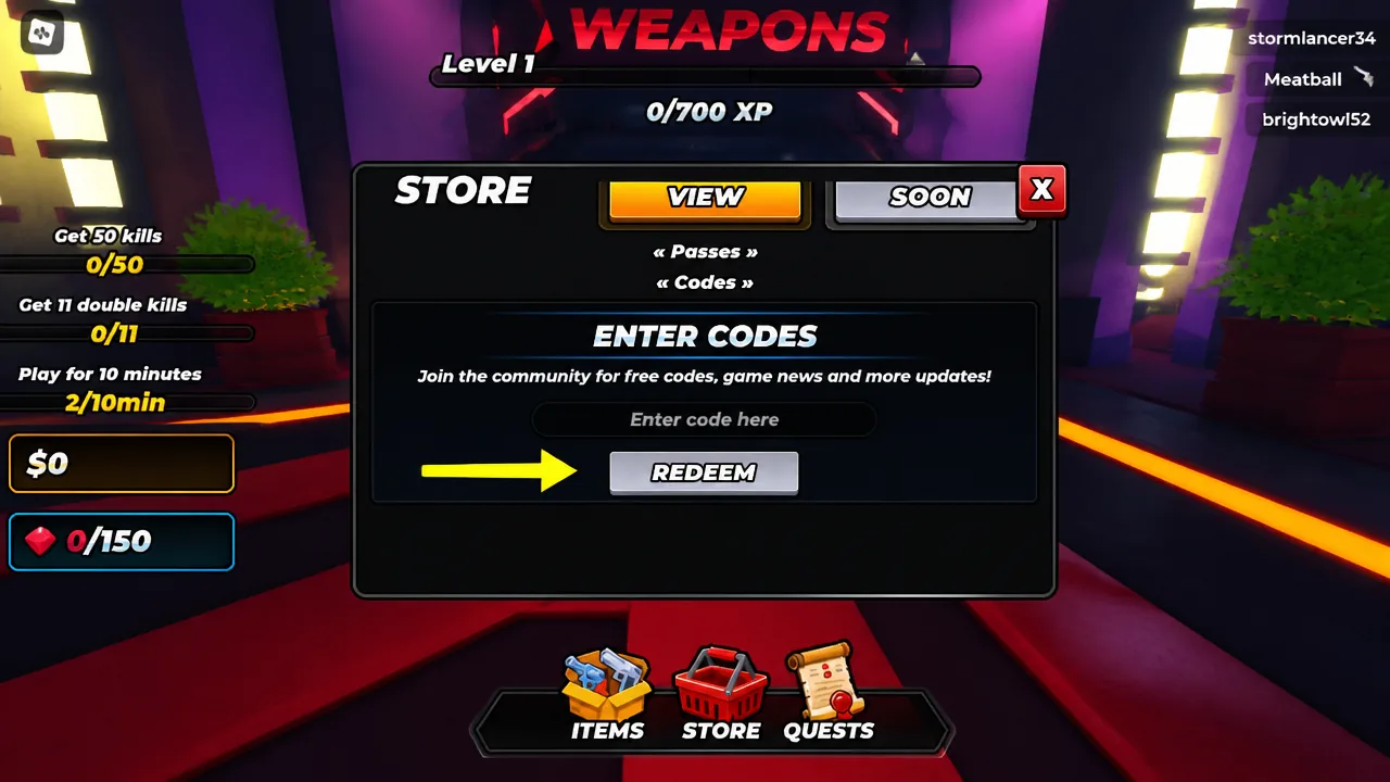 Roblox One Shot Codes Redemption System