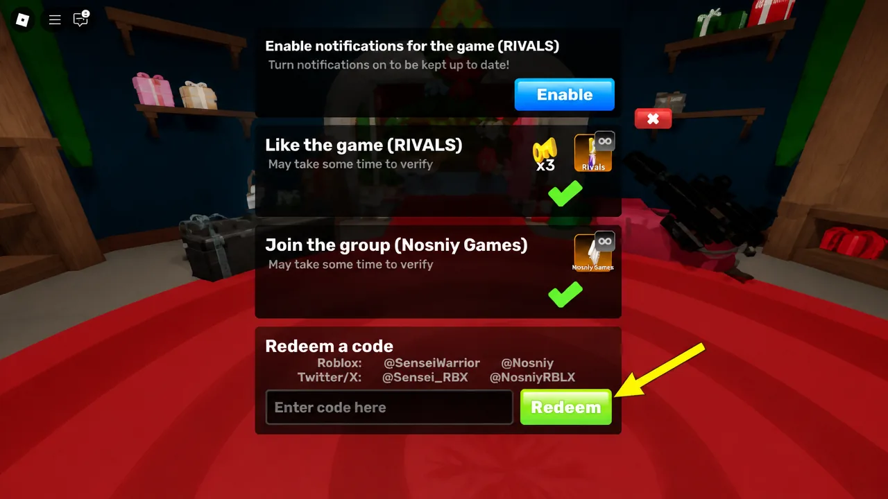 How to redeem codes in RIVALS