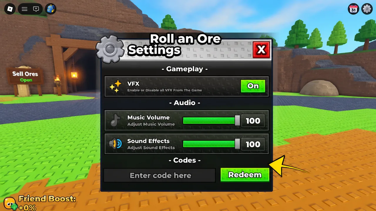 Sell Ores - the codes tab