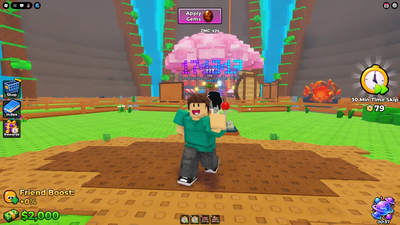 Rolling a fresh ore at the pedestal at the start of the Sell Ores loop