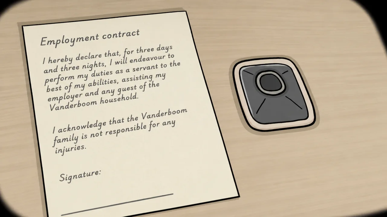 Signing the employment contract in Servant of the Lake