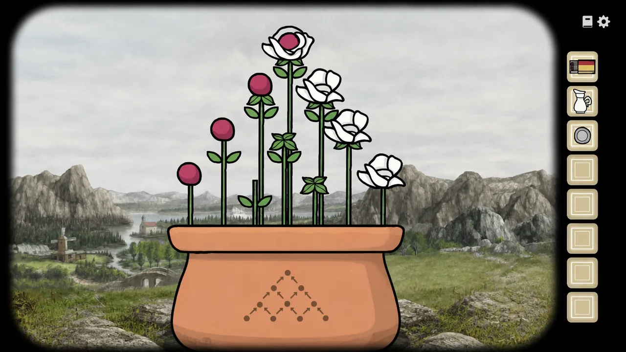 The flower puzzle solution in Servant of the Lake
