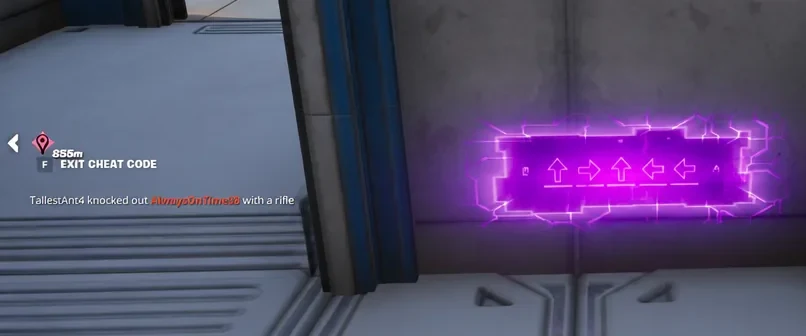 A glowing Cheat Code keypad showing an up-right-up-left-left arrow sequence to copy