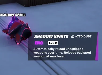 The Shadow Sprite pickup on the ground with its item card shown on screen