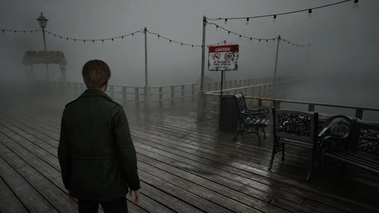 Exploring a dock in Silent Hill 2 (PS5)