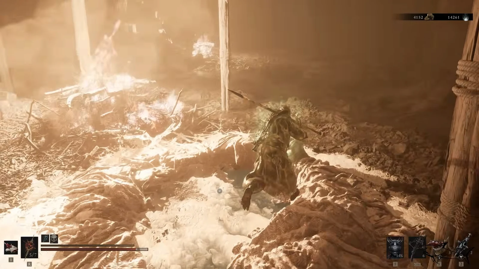 Player moving across a bright debris-strewn upper area of the sewers with the HUD visible