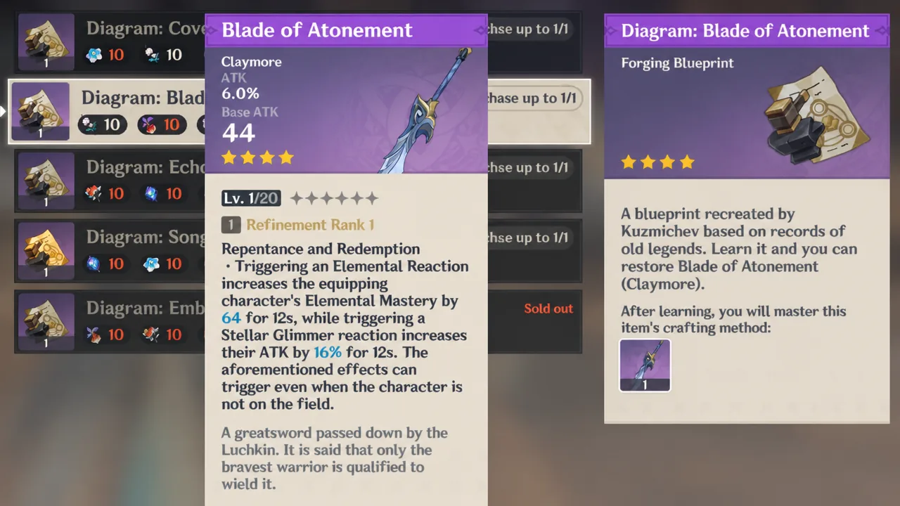 Genshin Impact Blade of Atonement