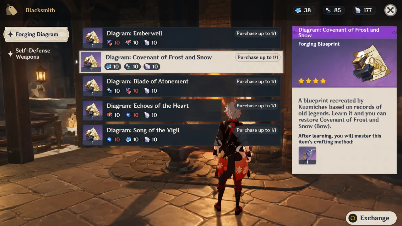 How to get Snezhnaya forgeable weapon blueprints