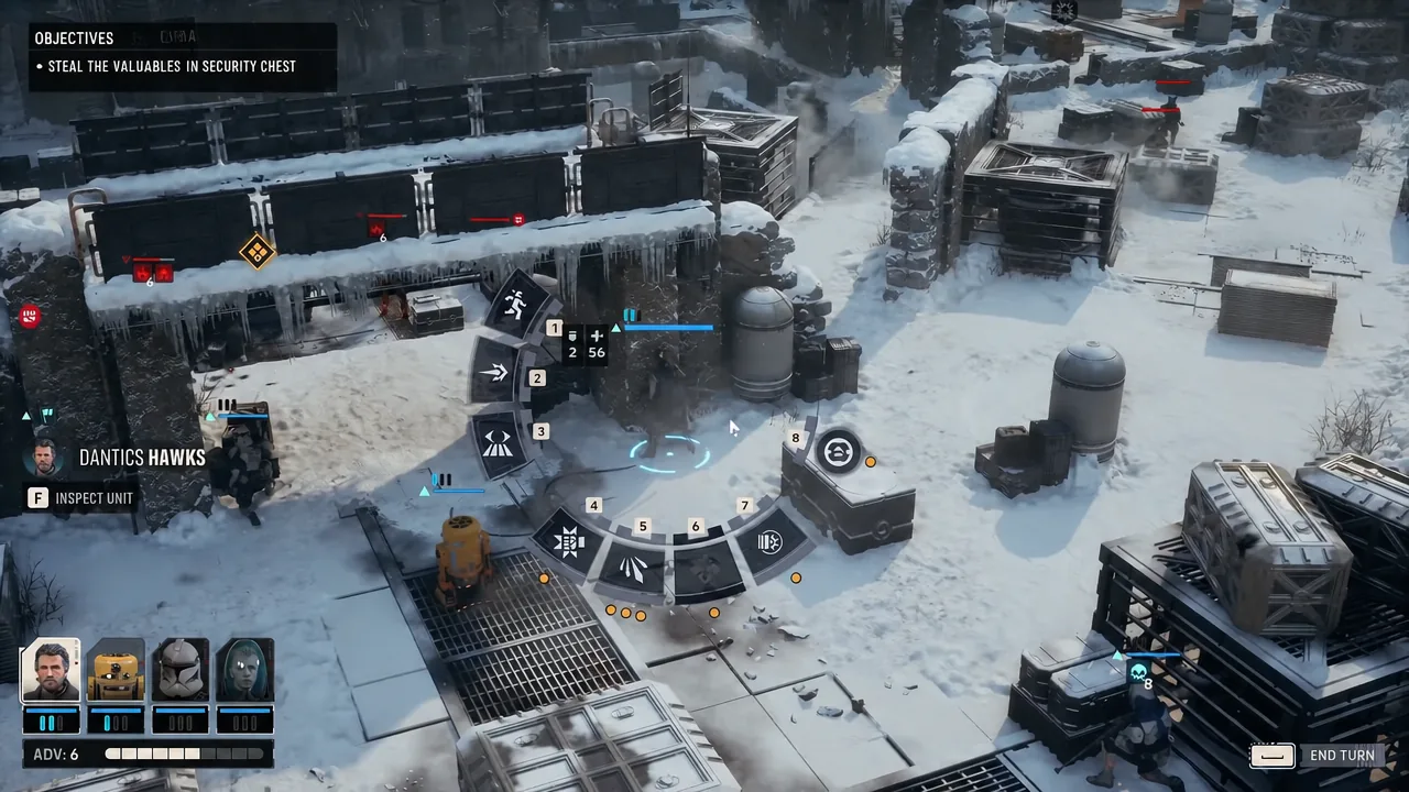 A melee operative charging an enemy with a combined move-and-attack ability