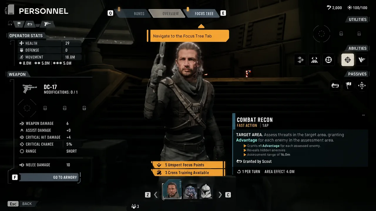 Personnel menu open on the Focus Tree tab where a second specialization is assigned