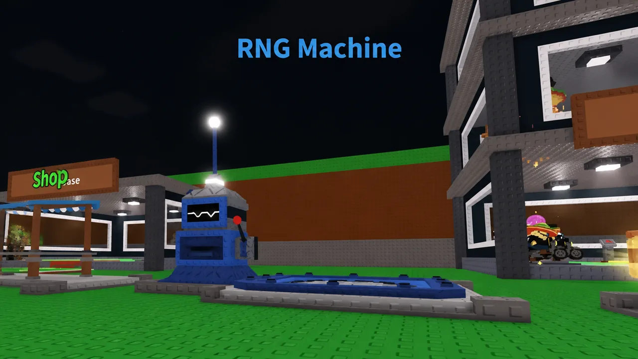 The RNG Machine positioned in front of the Shop Base