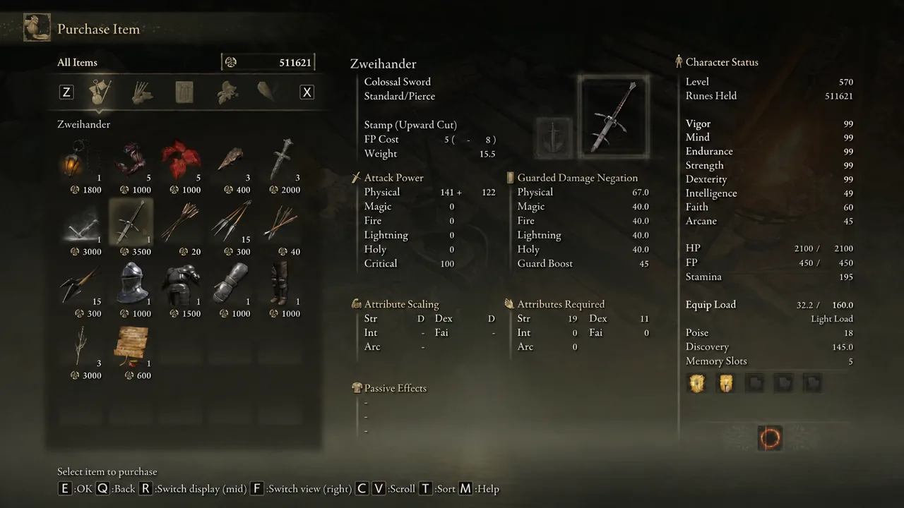 The Isolated Merchant's Purchase Item shop menu open with stock and rune prices listed