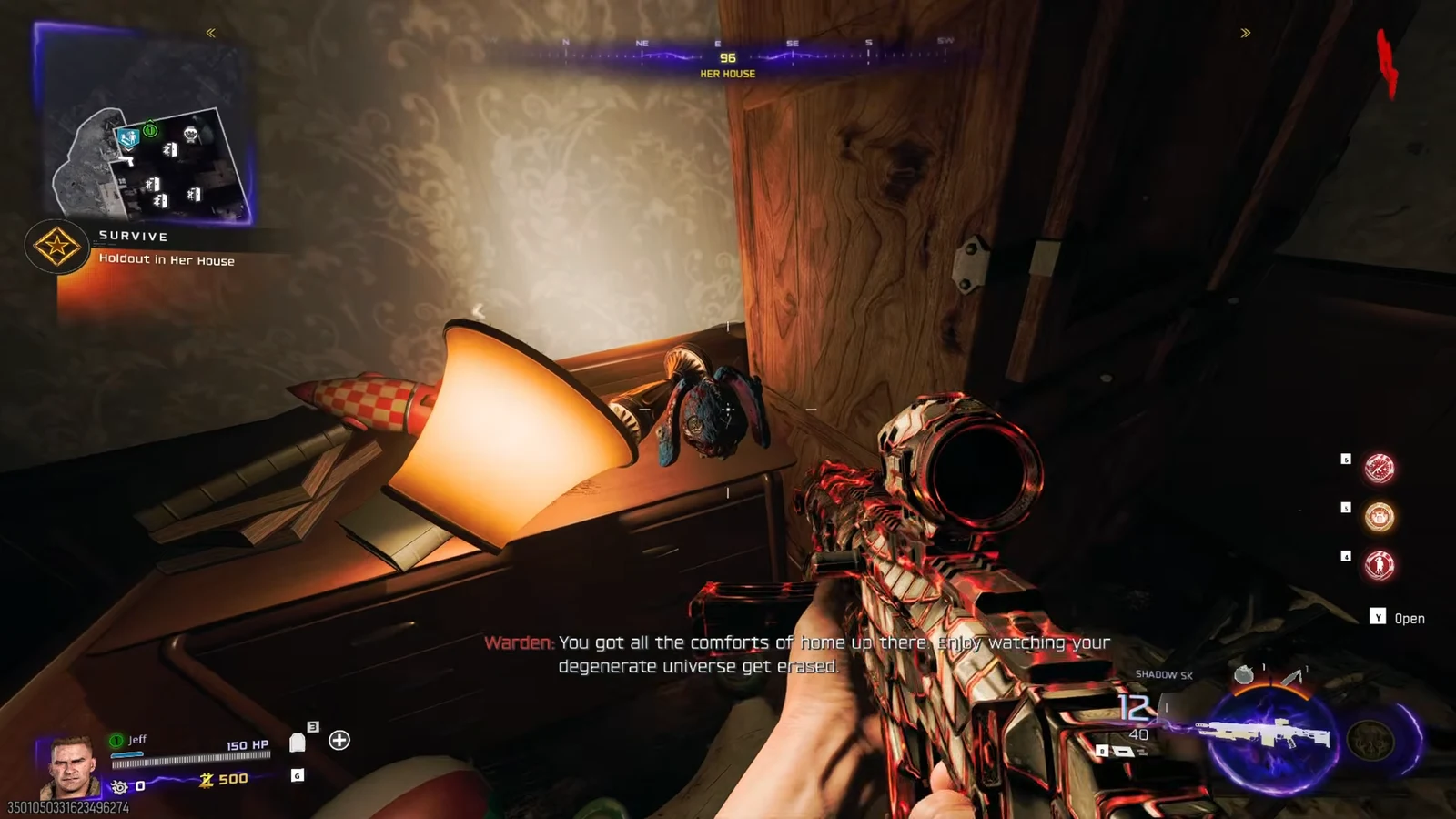 Player aiming a rifle inside the house during the Holdout in Her House objective
