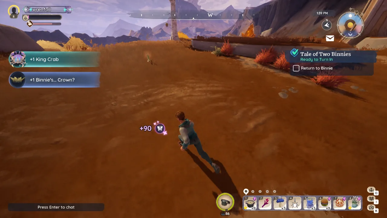 Quest tracker showing the Return to Binnie objective under Tale of Two Binnies
