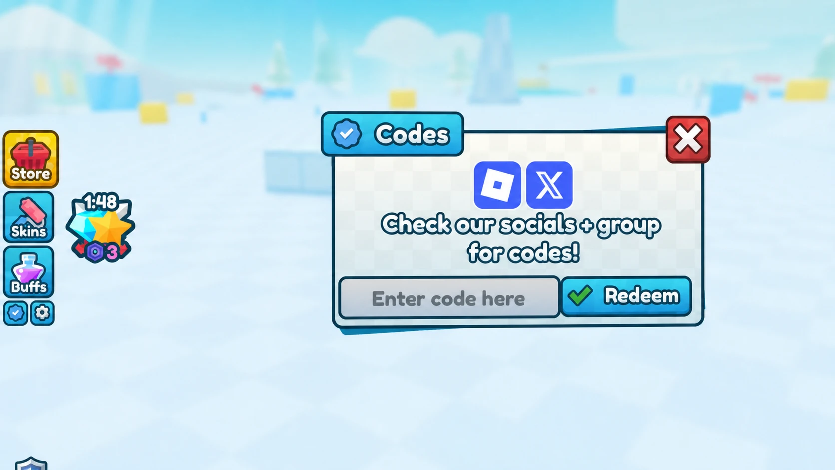 Tank Game codes redemption screen with the PT logo in the top right corner