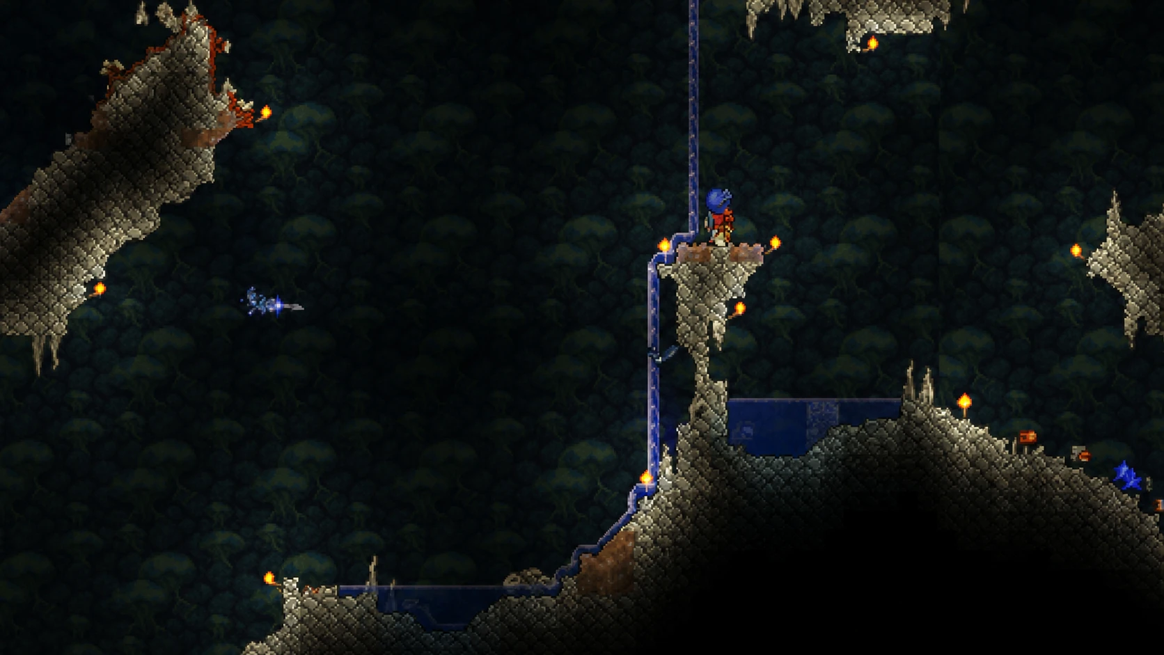Terraria State of the Game July 2026 - An arrow sparks blue as it turns around in mid-air