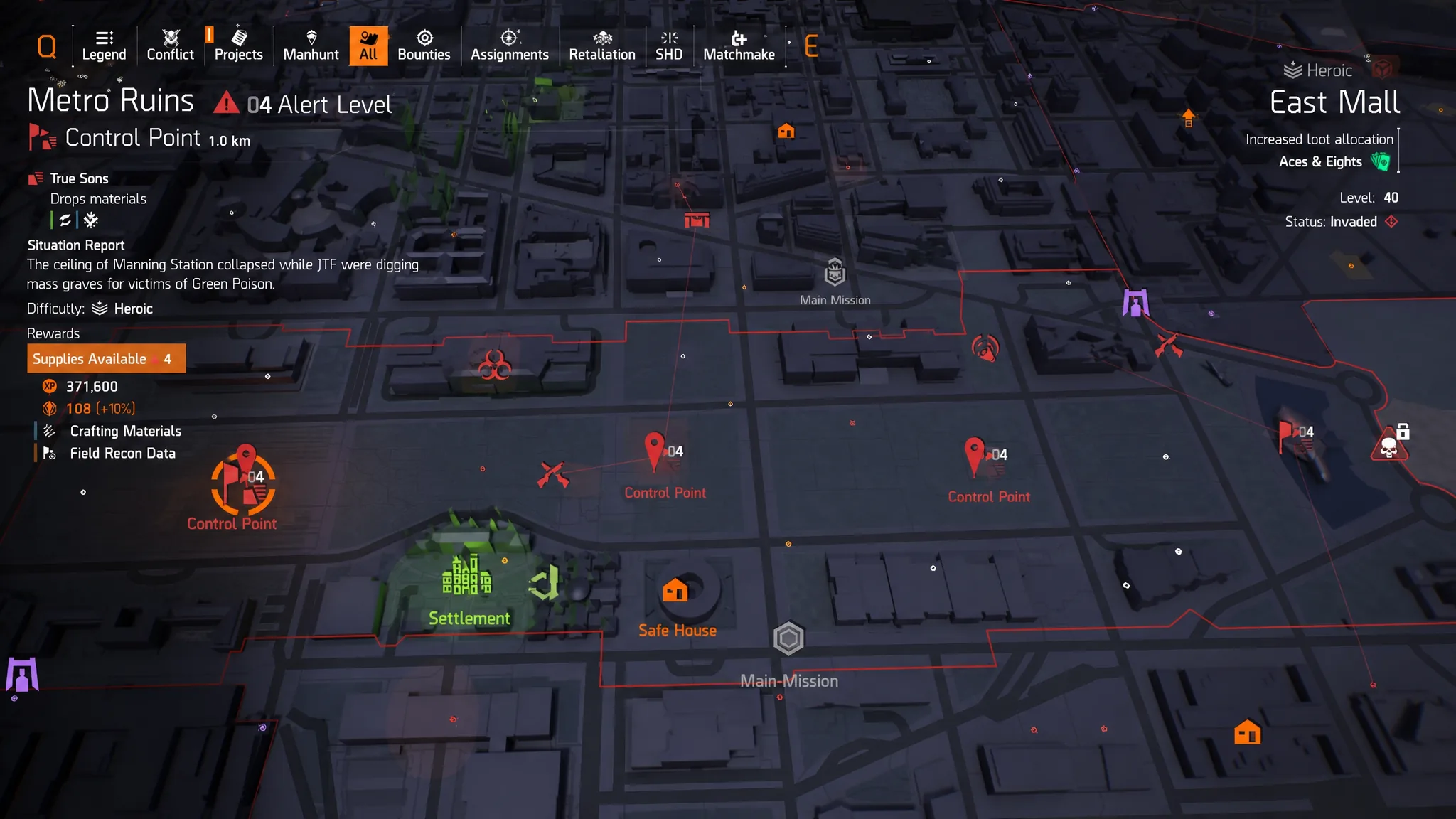 Control Point locations in the East Mall district