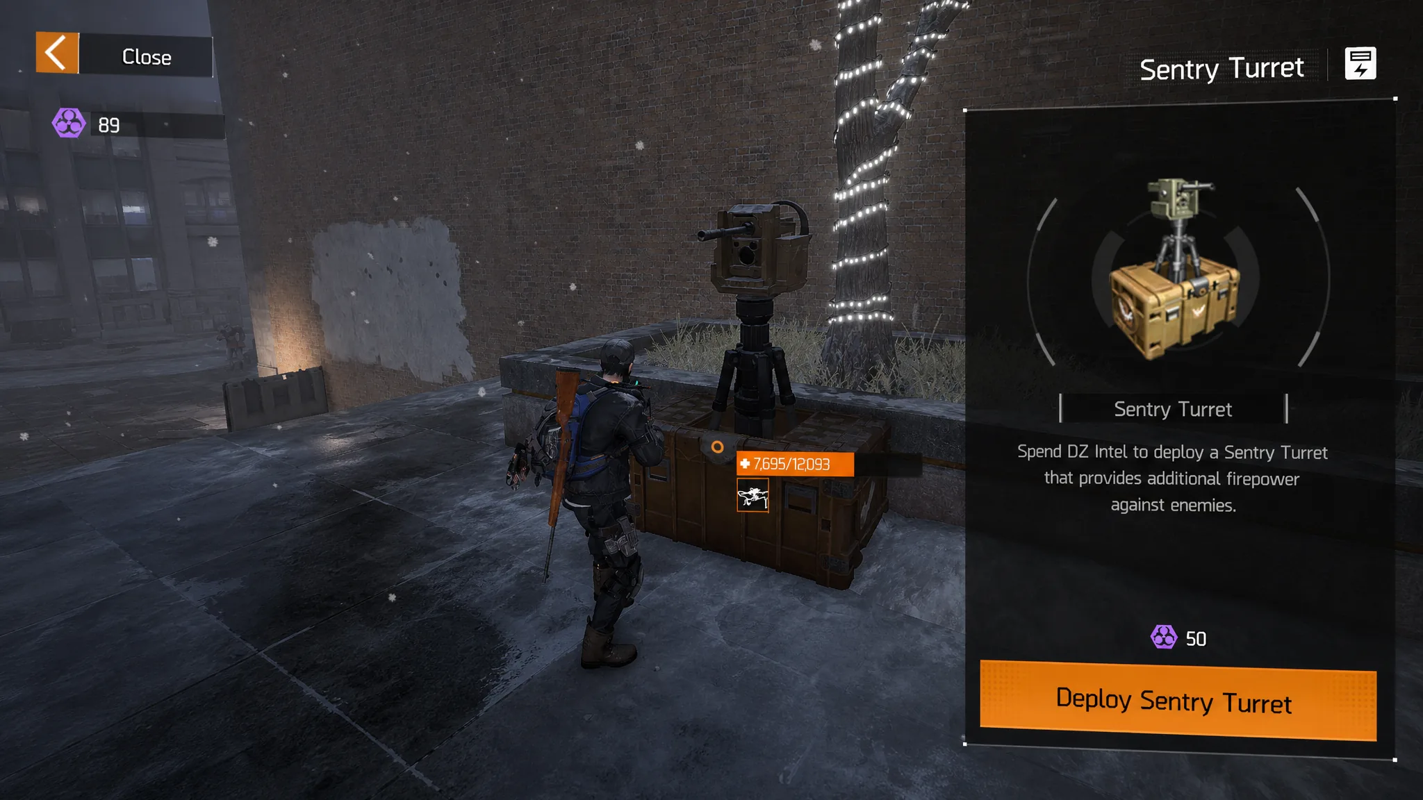 The contaminated backpack inventory screen