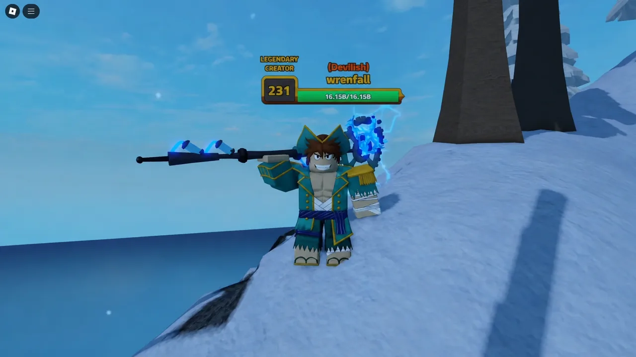Level 231 character standing in a snowy area with weapons equipped