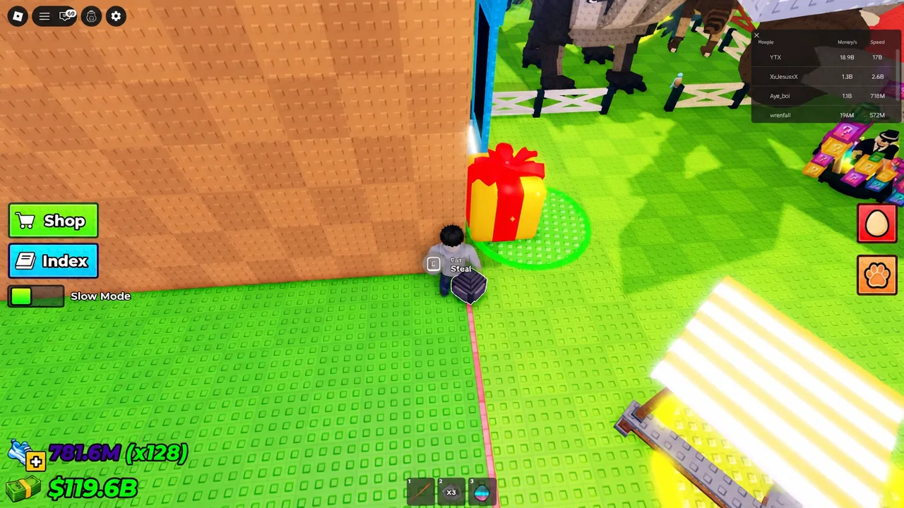 The E Steal prompt showing next to an item the player is about to take