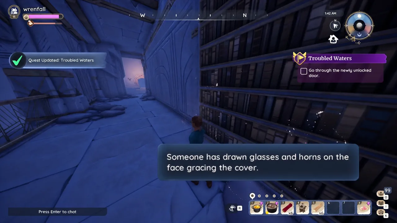 Quest tracker reading Go through the newly unlocked door inside the Temple of the Waves