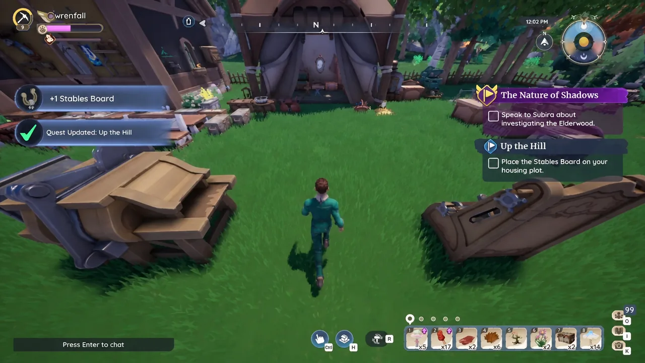 Palia quest tracker instructing the player to place the Stables Board on their housing plot