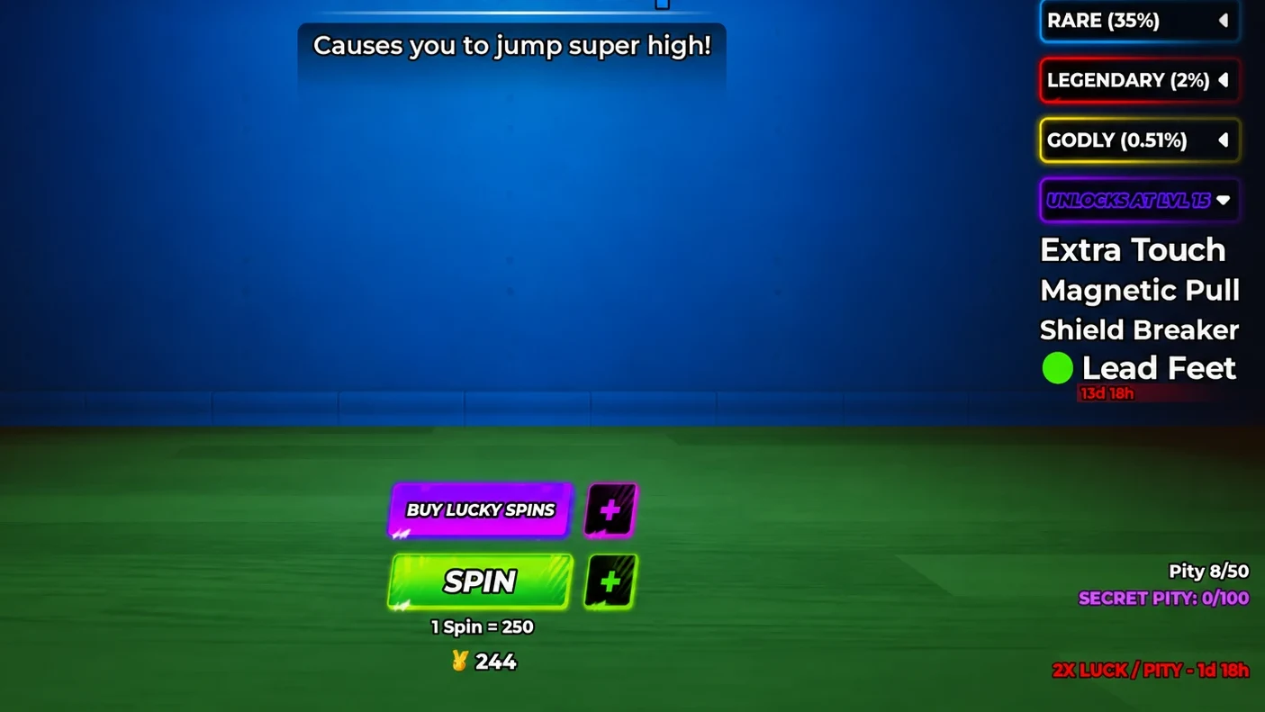 Ability menu to roll for Volleyball legends Lead Feet
