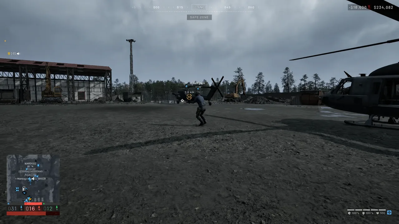 Player moving toward the Count Zero objective marker inside the safe zone