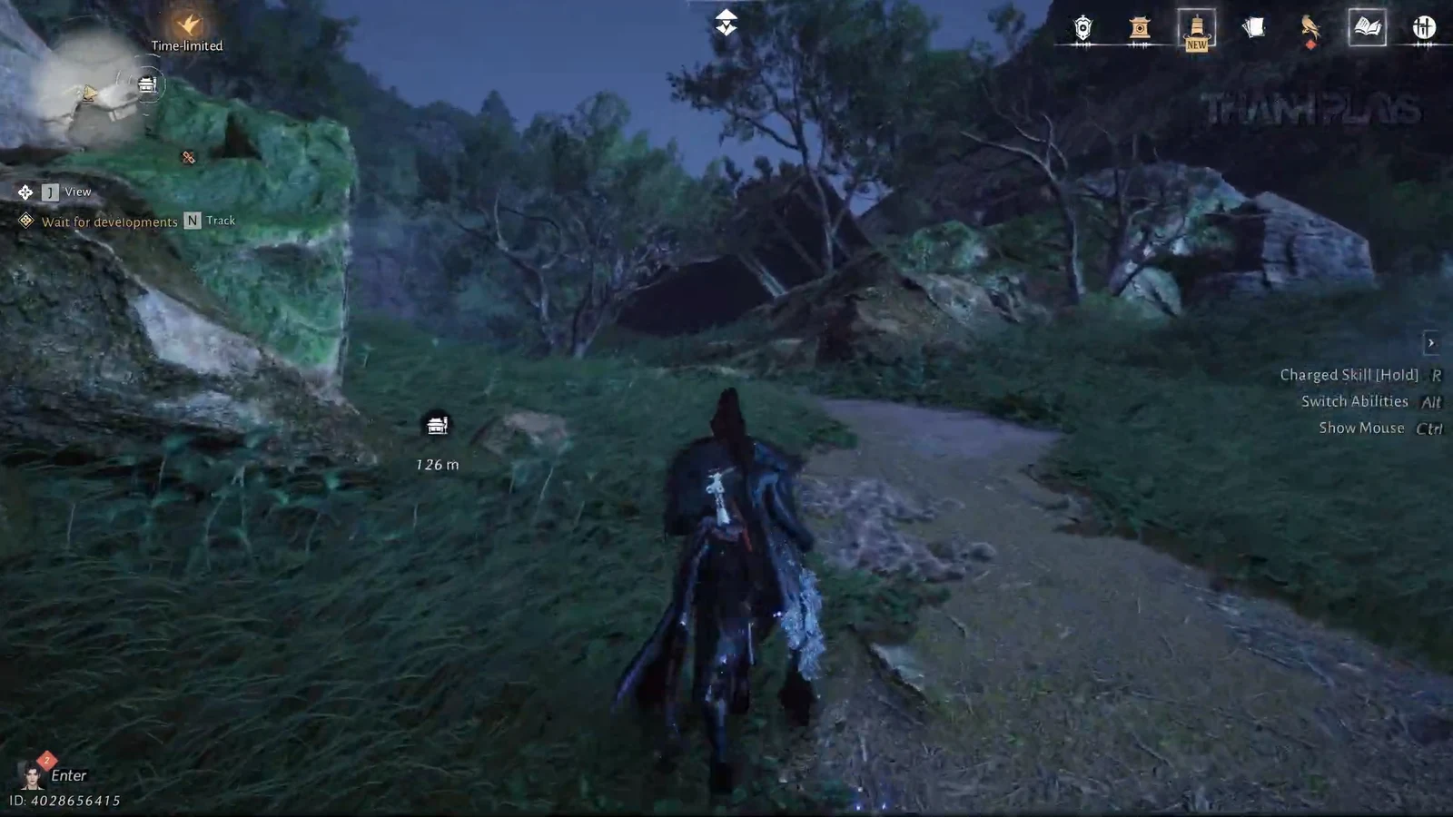 HUD showing Wait for developments and a 126 meter waypoint