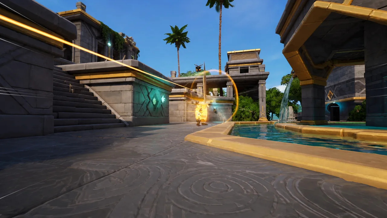 Fortnite Override Chapter 7 Season 4 gameplay showing the season's retro gaming theme