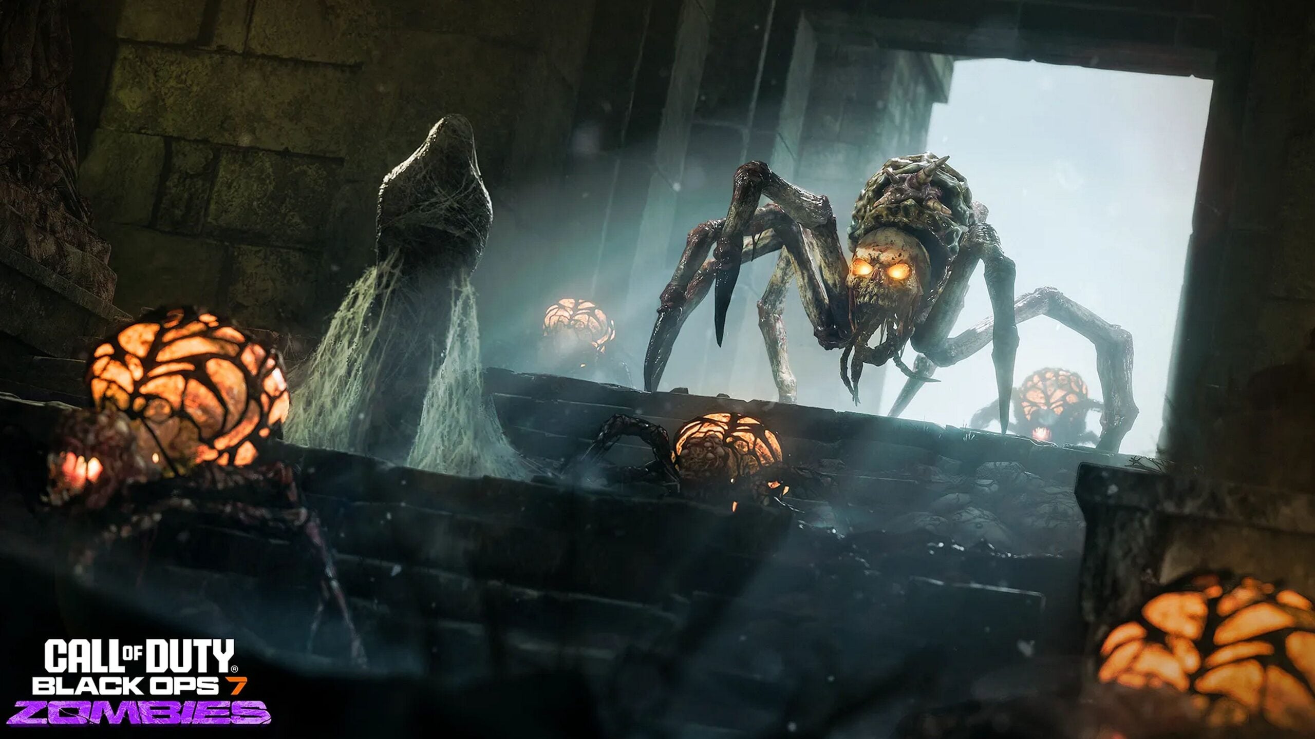 Zombies enemies swarming a player inside the Rex Infernus map interior