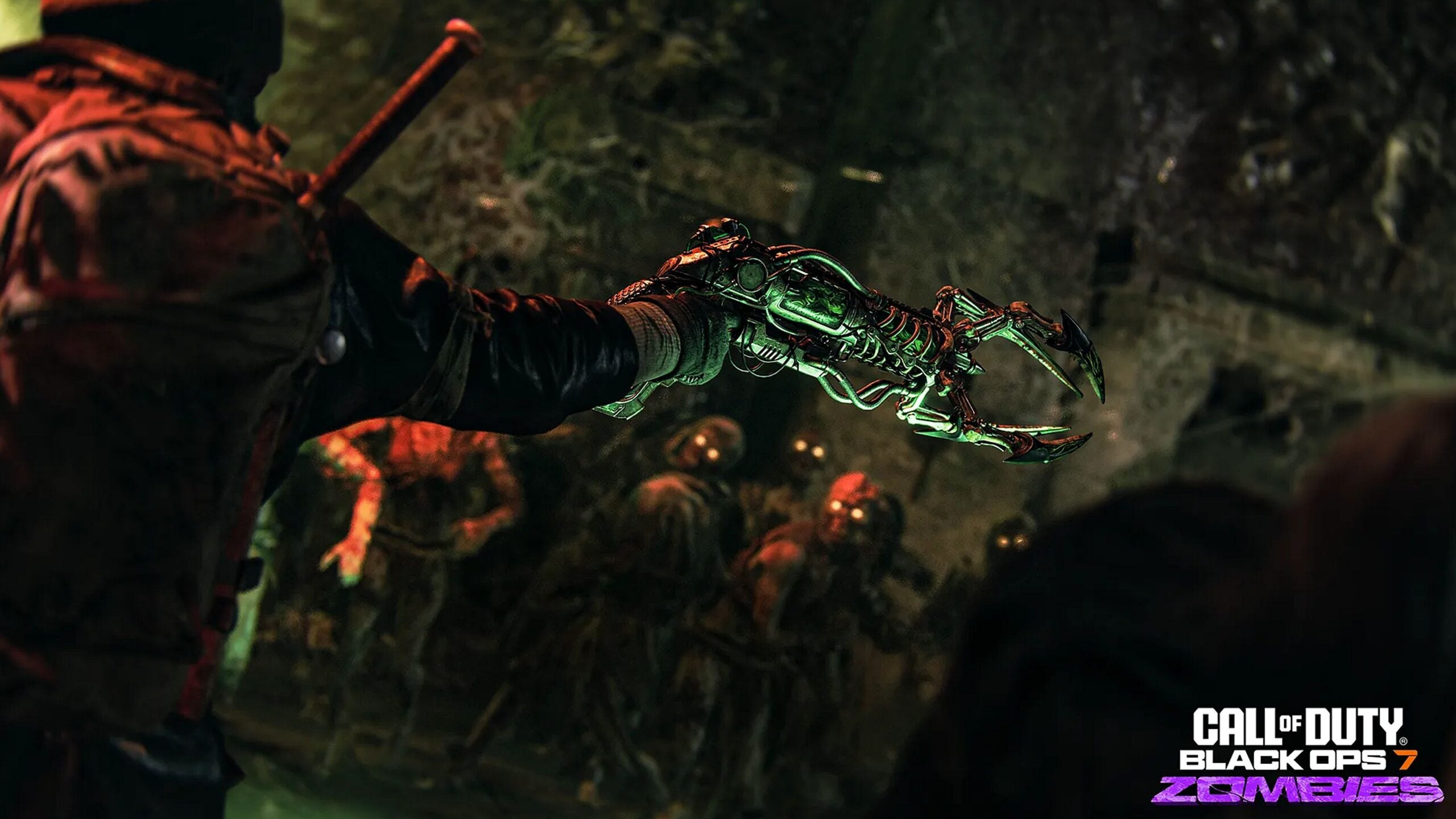 Player aiming a weapon down a corridor on the Rex Infernus Zombies map
