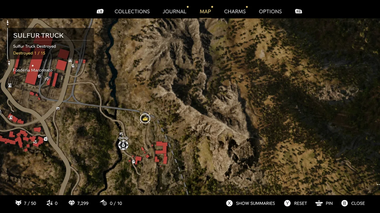 Map marker for the first sulfur truck near Fonderia Marconato with 1 of 15 destroyed
