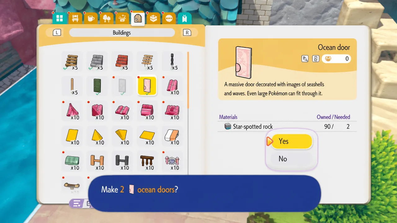 Crafting ocean doors in pokopia