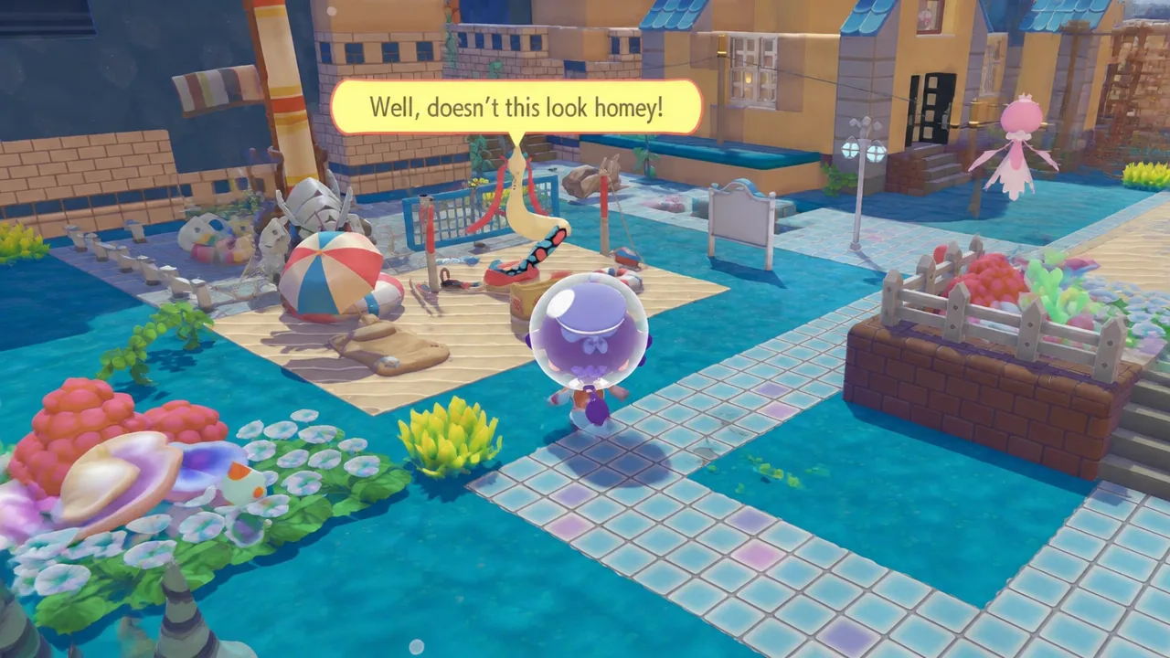 Milotic appearing at a beach habitat in Pokemon Pokopia