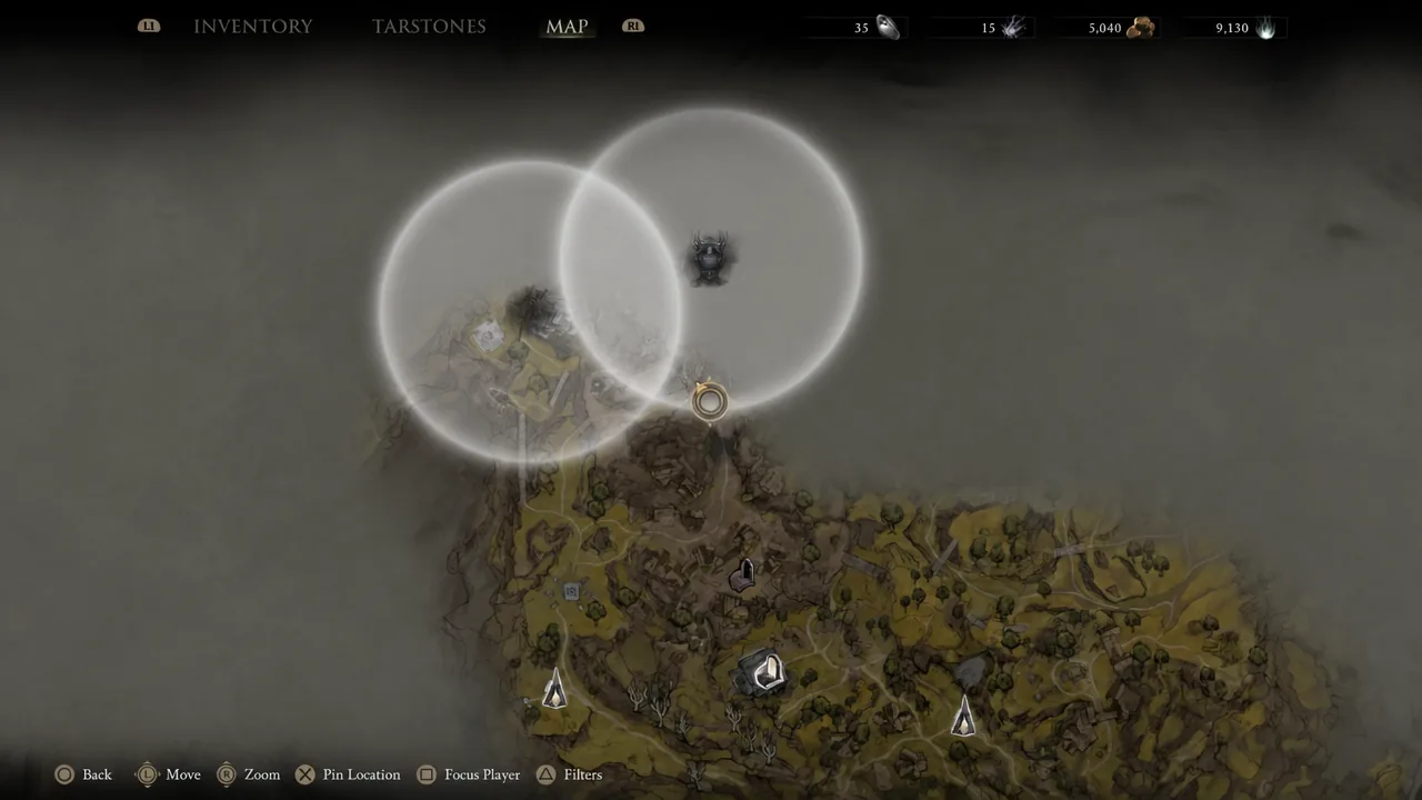 World map screen with the cursor near a fog-covered area while plotting the Proxima route